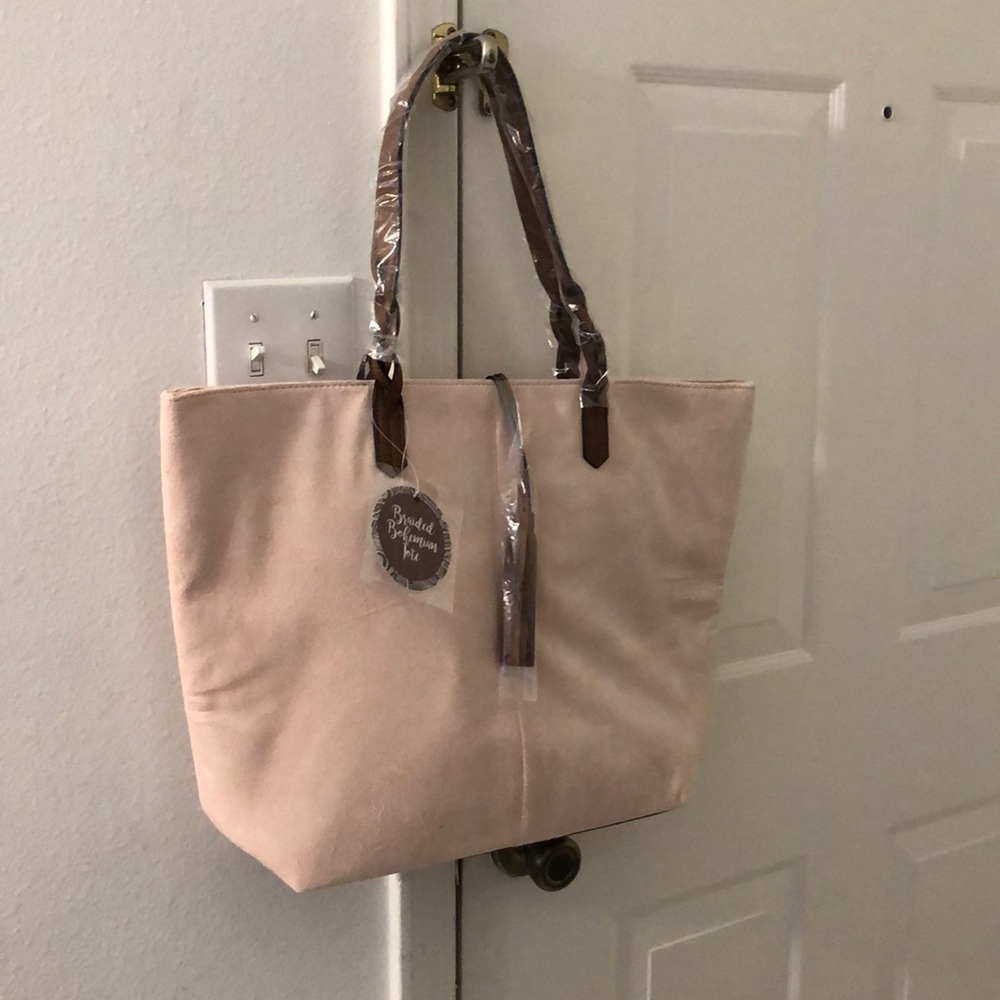 Suede braided bohemian tote